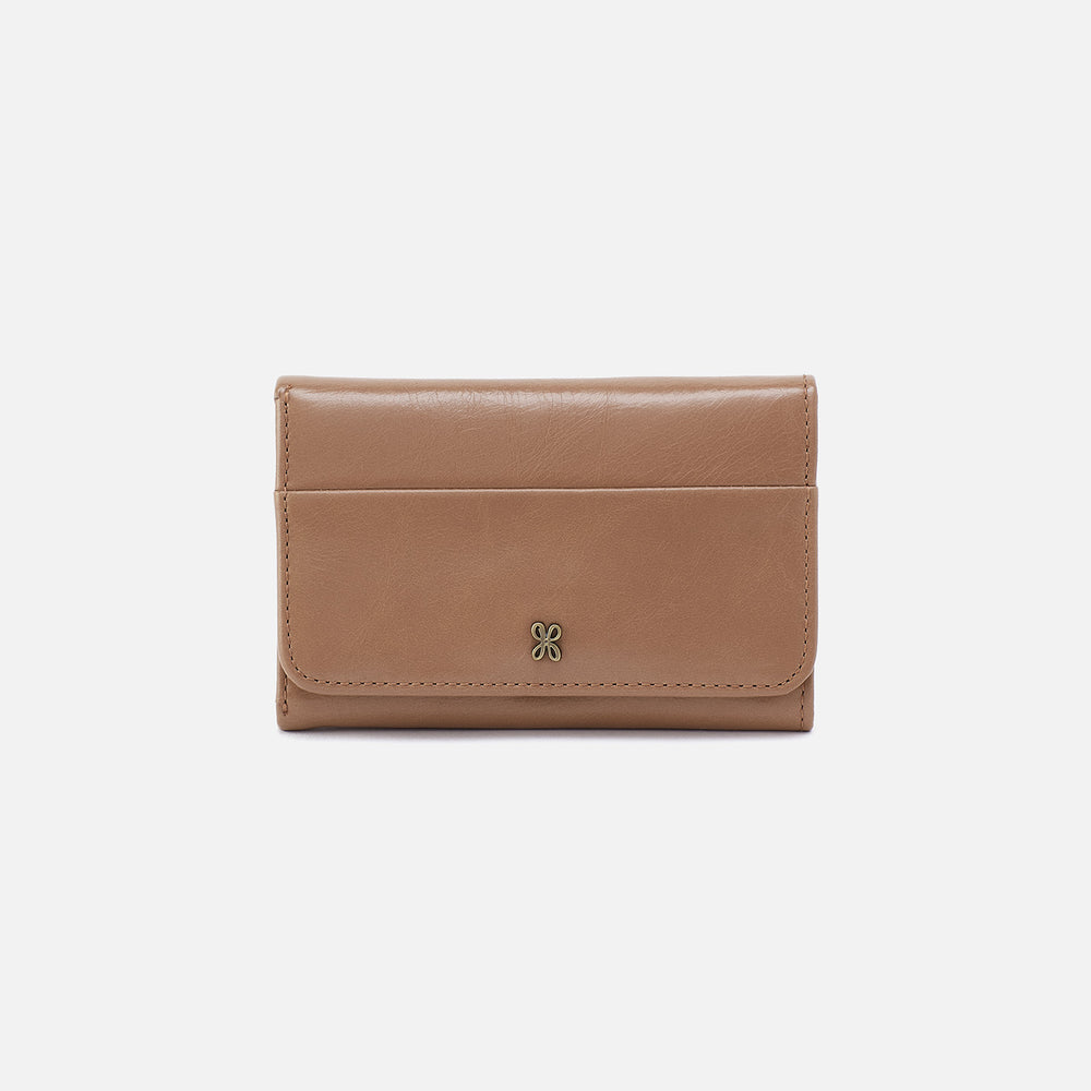 Jill Trifold Wallet In Polished Leather - Cashmere