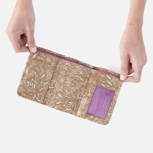 Jill Trifold Wallet In Printed Leather - Gilded Petals