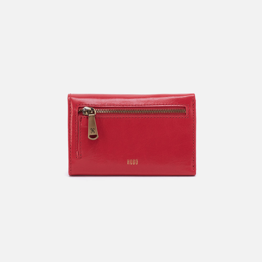 Jill Trifold Wallet In Polished Leather - Hibiscus