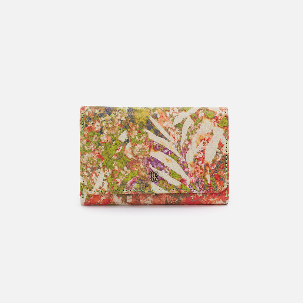 Jill Trifold Wallet in Printed Leather - Tropic Print