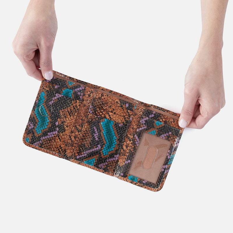 Jill Trifold Wallet In Printed Leather - Vivid Snake Print