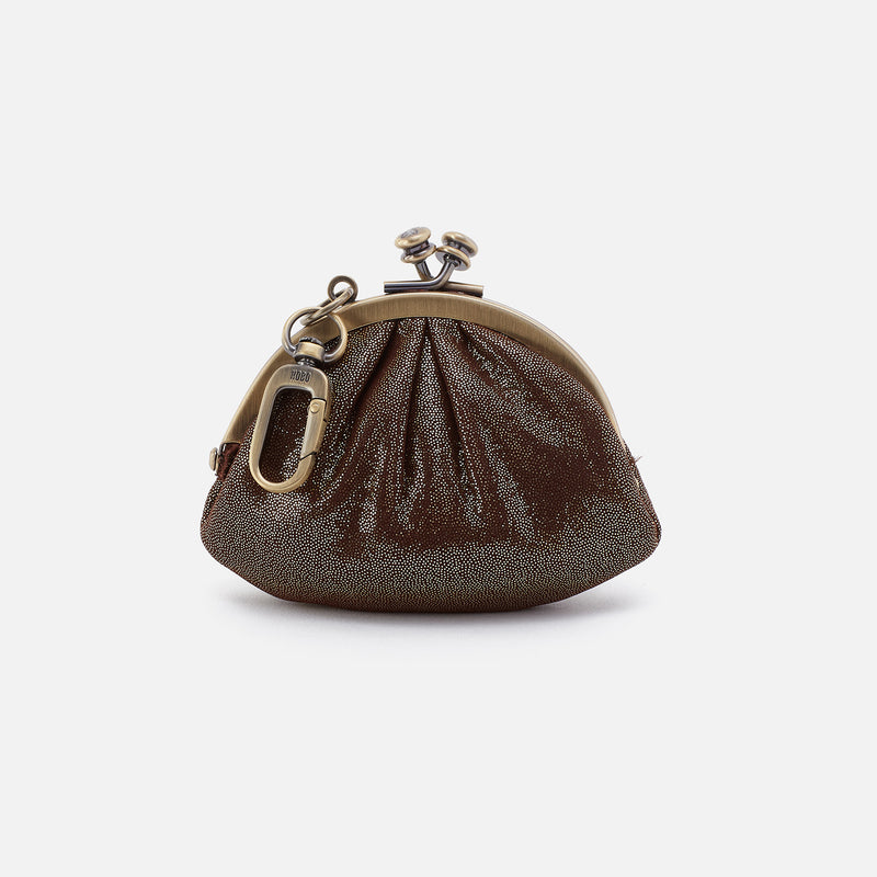 Dazzle Bag Charm In Metallic Leather - Coffee Galaxy