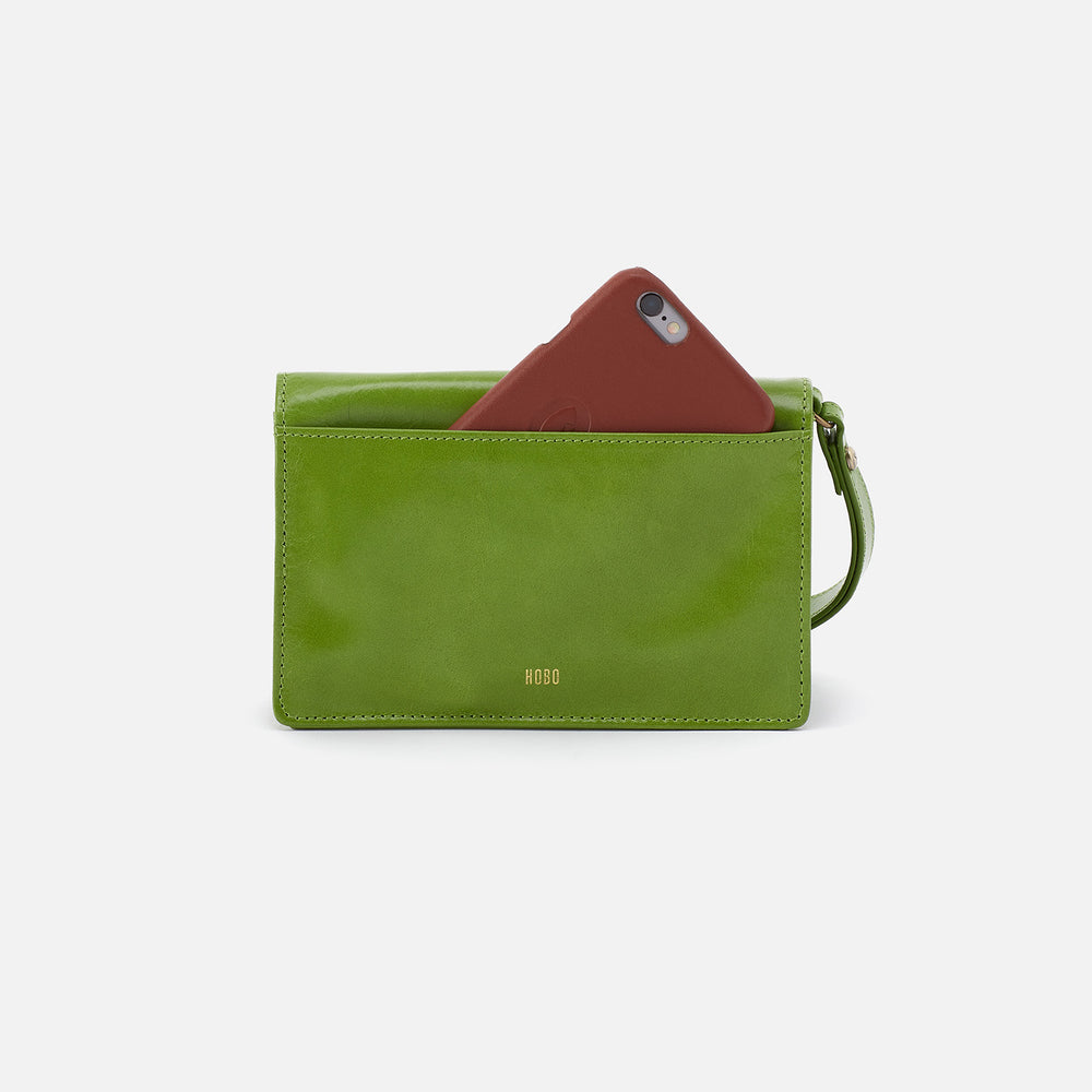 Jill Wristlet in Polished Leather - Garden Green