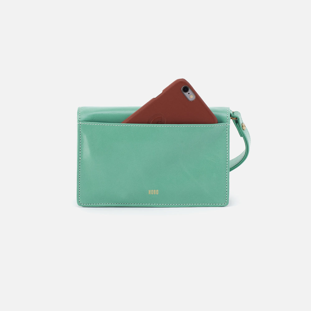 Jill Wristlet in Polished Leather - Seaglass