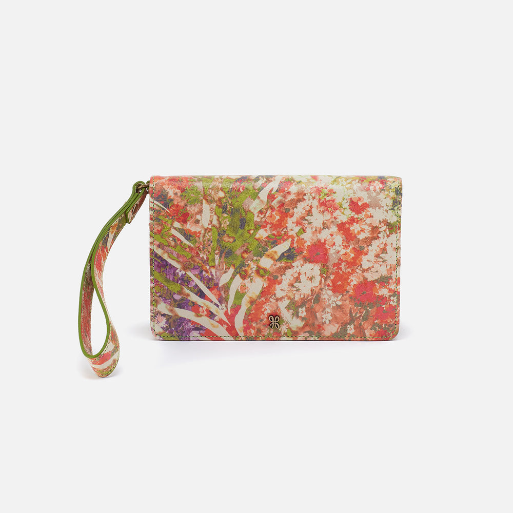 Jill Wristlet in Printed Leather - Tropic Print