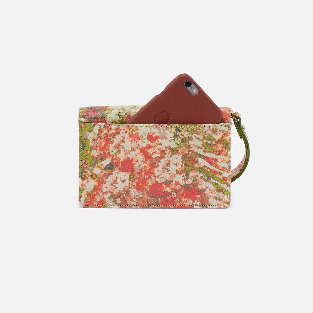 Jill Wristlet in Printed Leather - Tropic Print