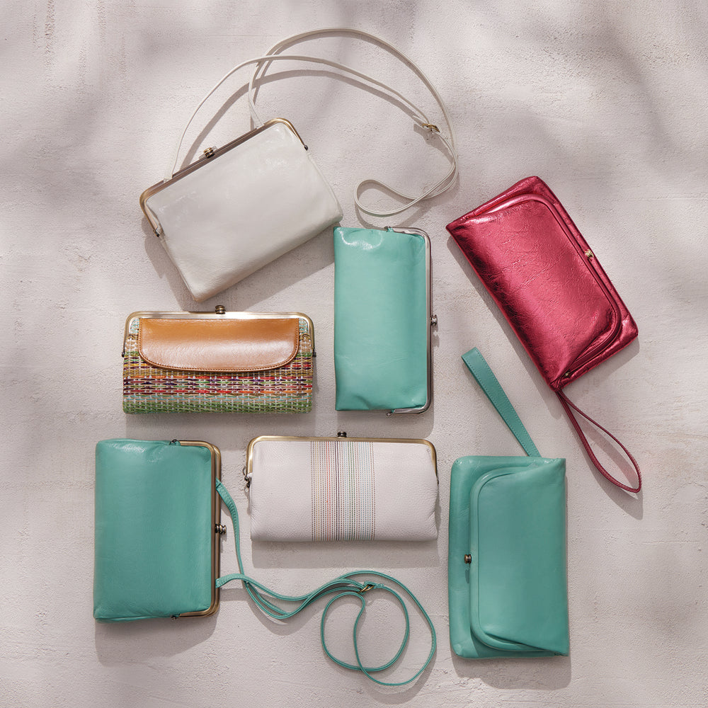 Lauren Wristlet in Polished Leather - Seaglass