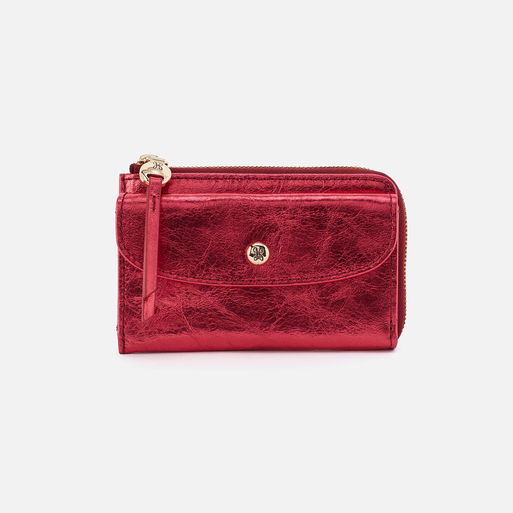 Addi Card Case in Metallic Leather - Strawberry Fields