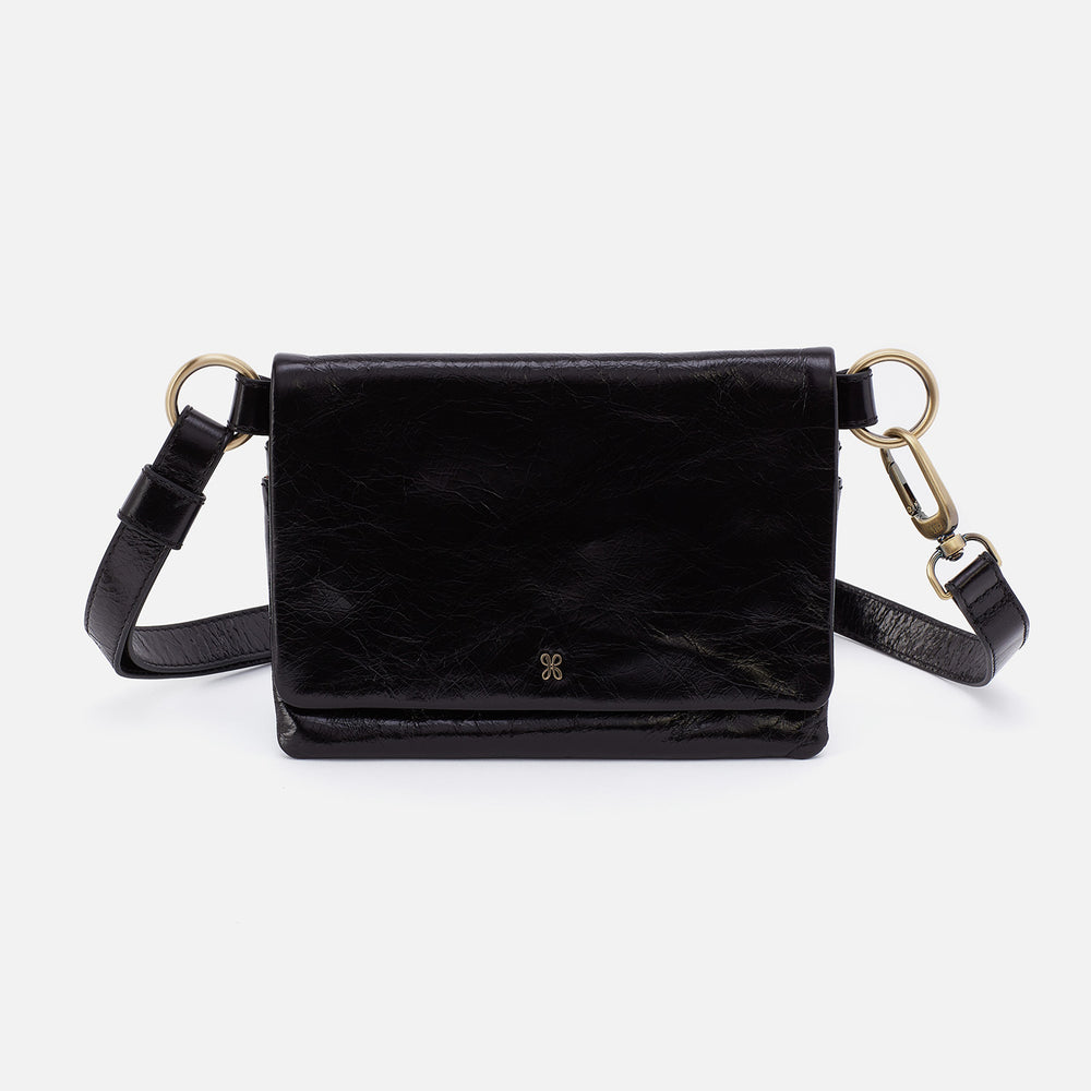 Winn Belt Bag in Polished Leather - Black