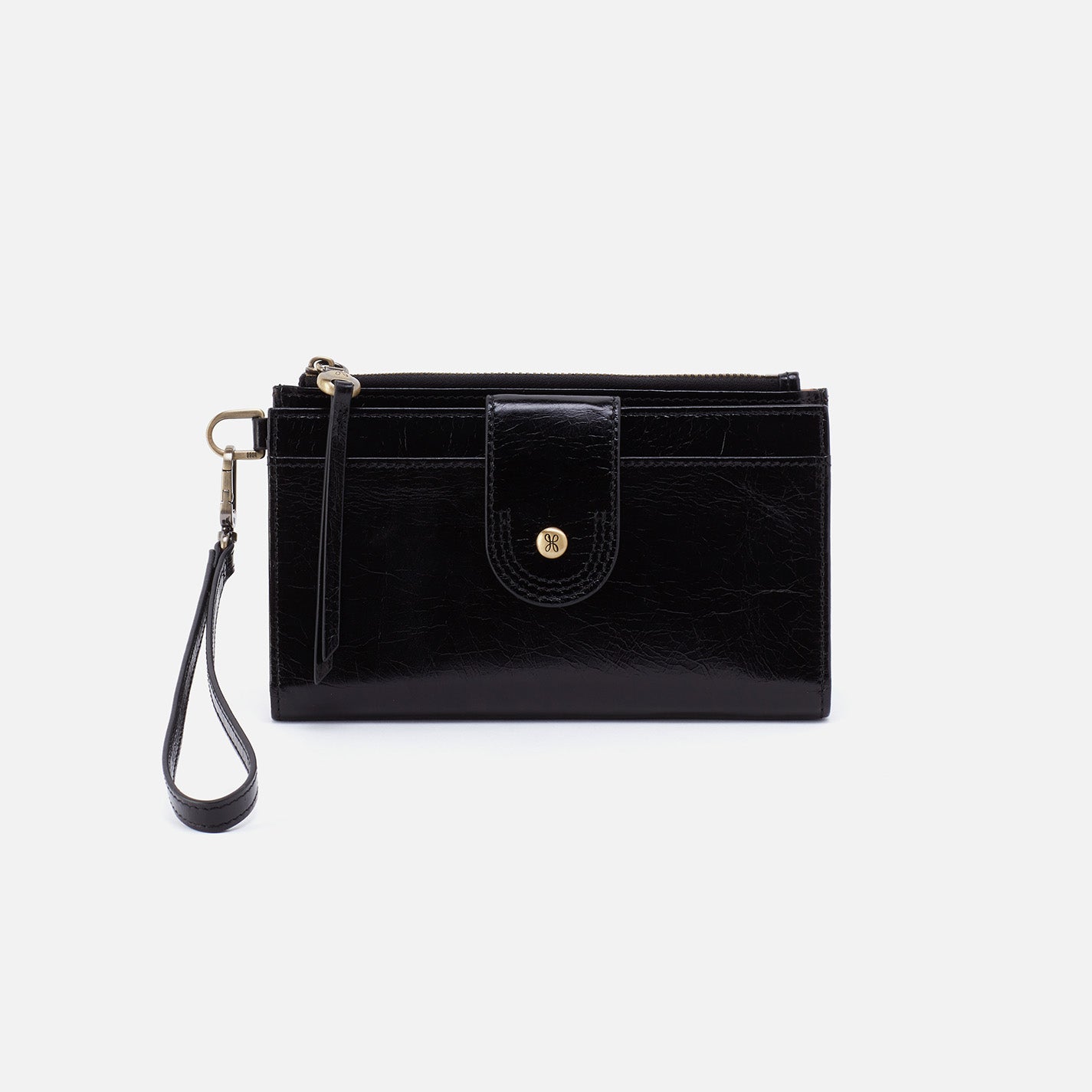 Kali Phone Wallet in Polished Leather Black HOBO