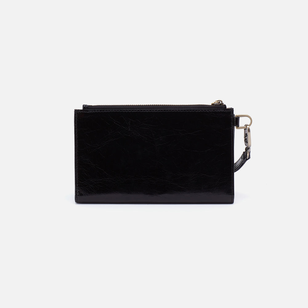 Kali Phone Wallet in Polished Leather - Black