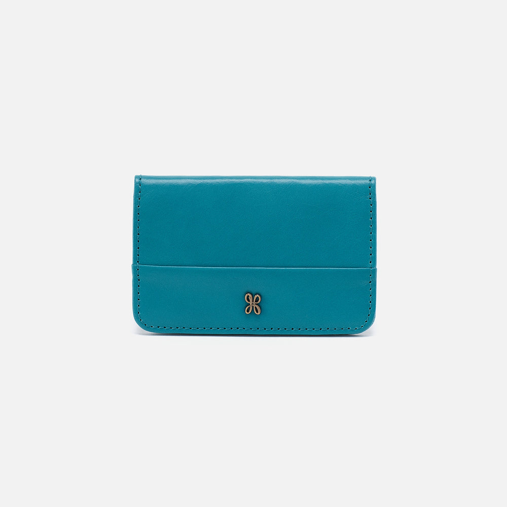 Jill Mini Card Case In Polished Leather - Biscayne Blue