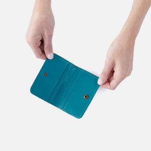 Jill Mini Card Case In Polished Leather - Biscayne Blue