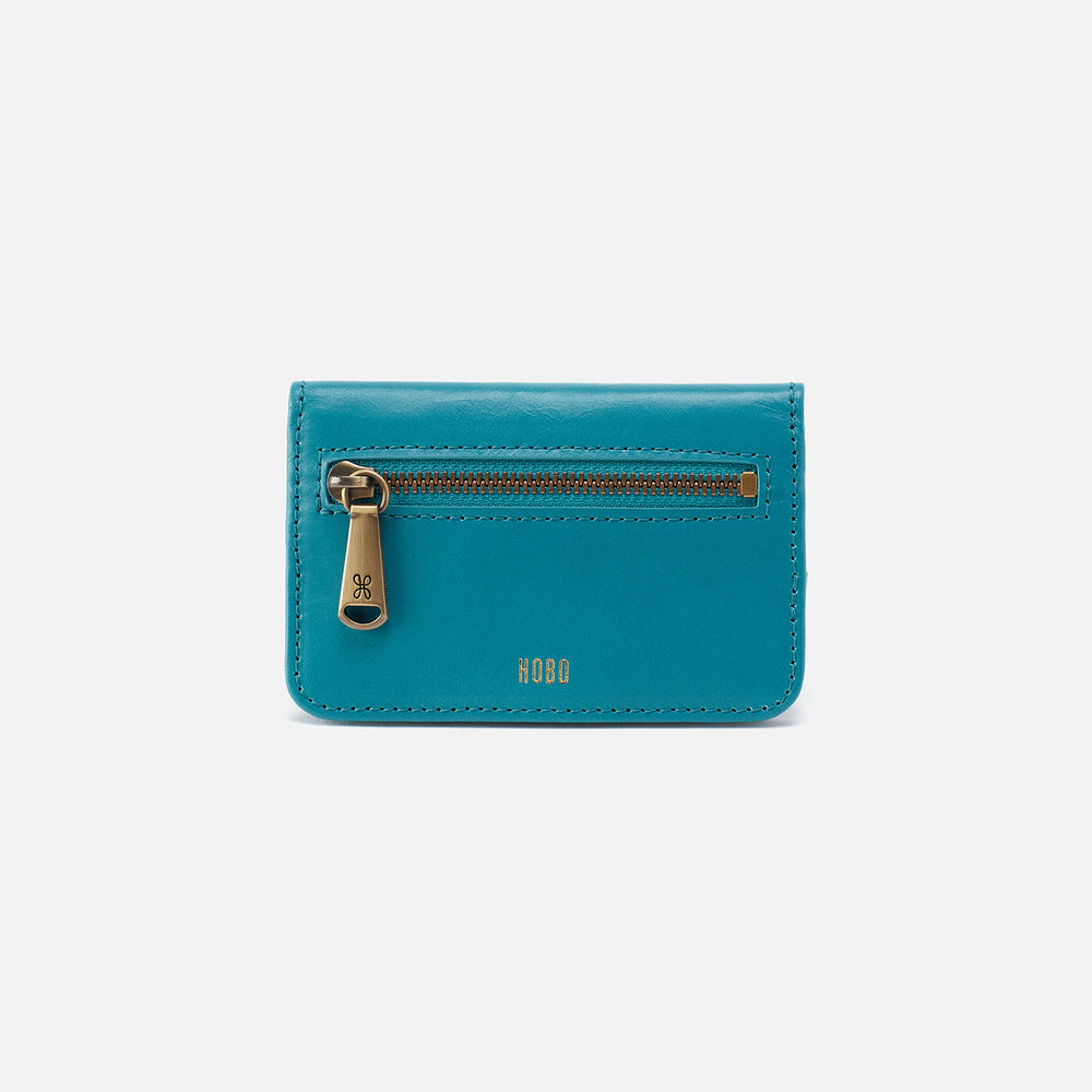 Jill Mini Card Case In Polished Leather - Biscayne Blue