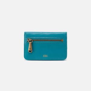 Jill Mini Card Case In Polished Leather - Biscayne Blue