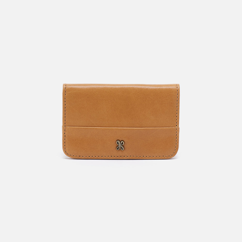 Jill Mini Card Case In Polished Leather - Natural