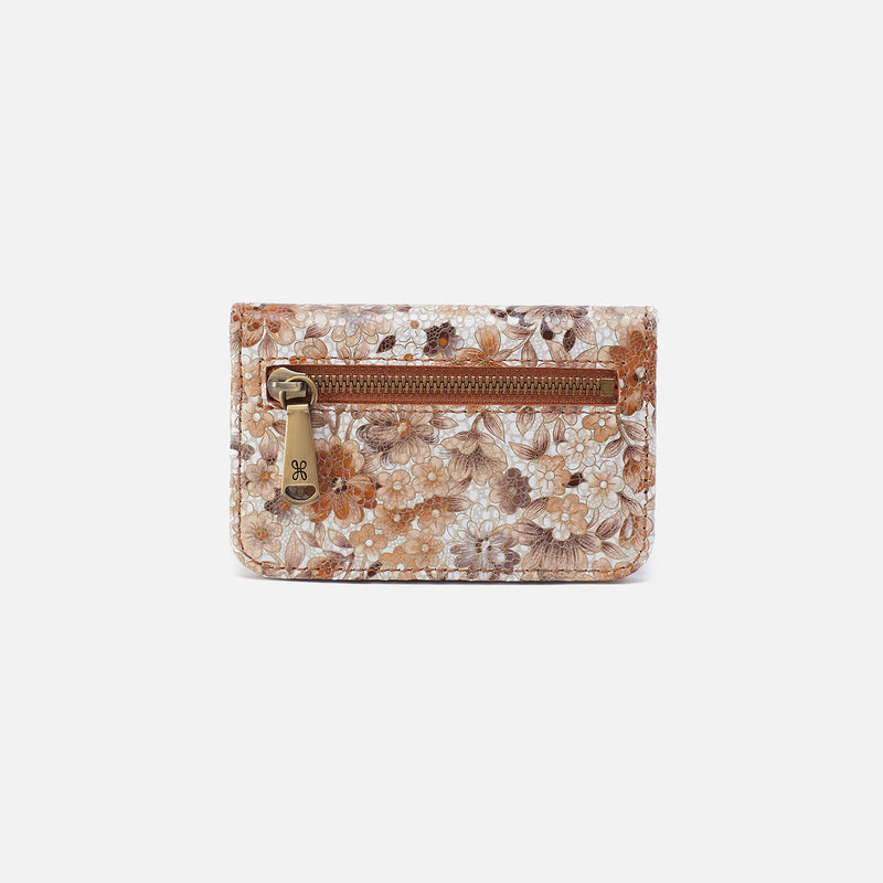 Jill Mini Card Case in Printed Leather - Sepia Bloom