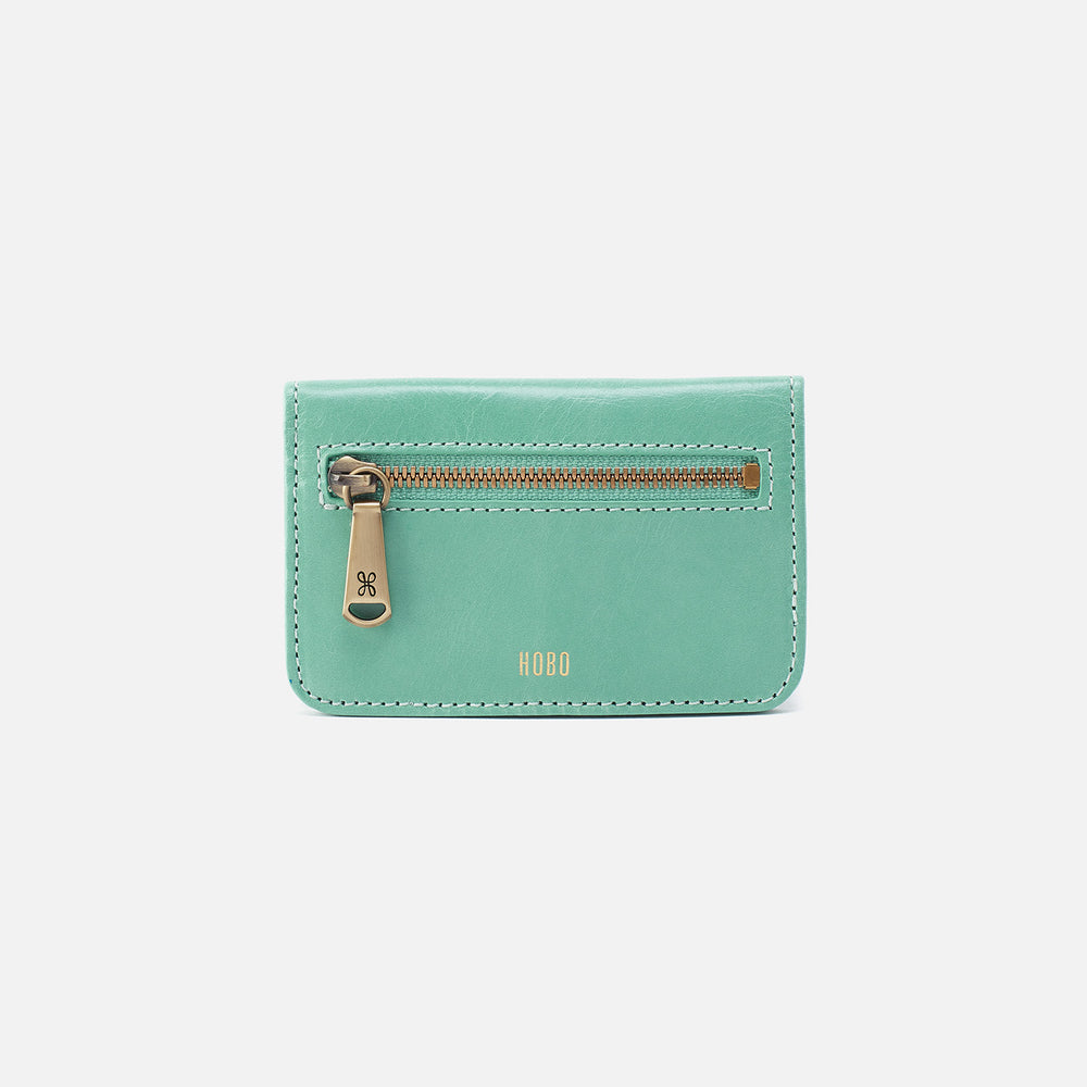 Jill Mini Card Case in Polished Leather - Seaglass