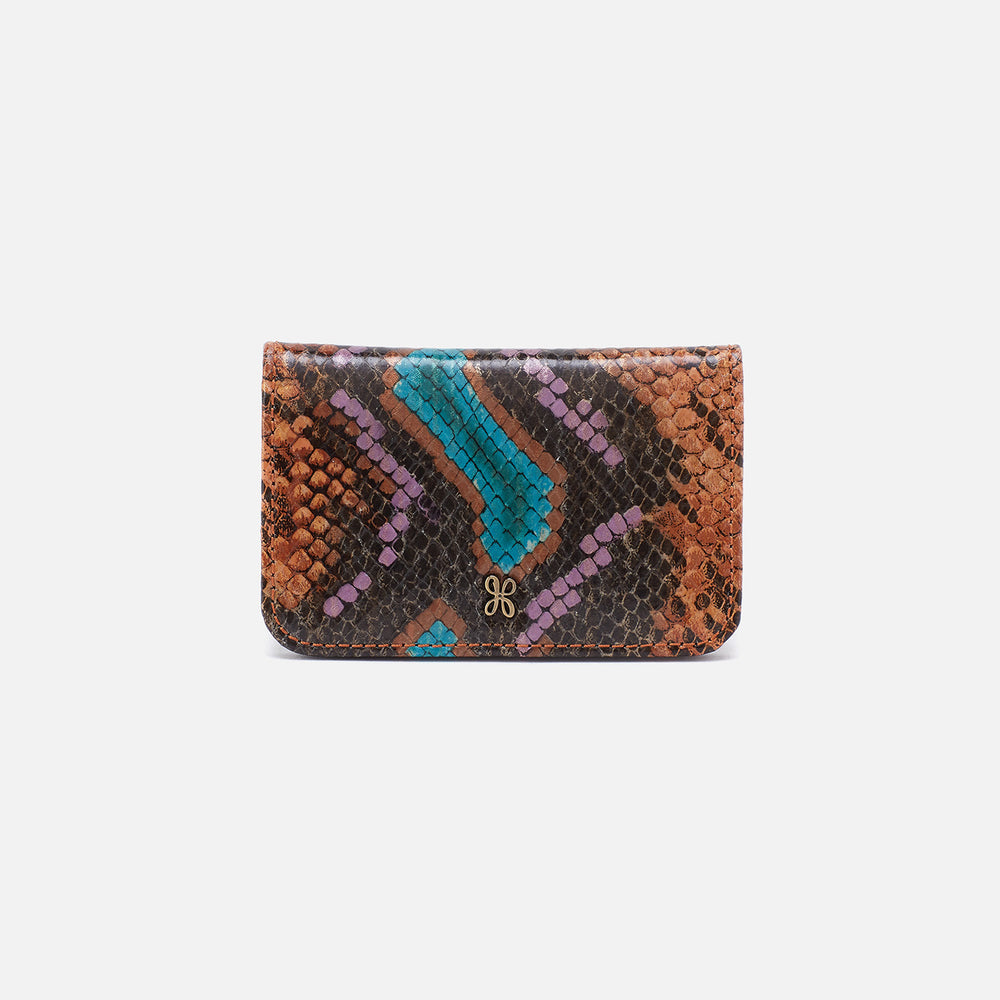 Jill Mini Card Case In Printed Leather - Vivid Snake Print