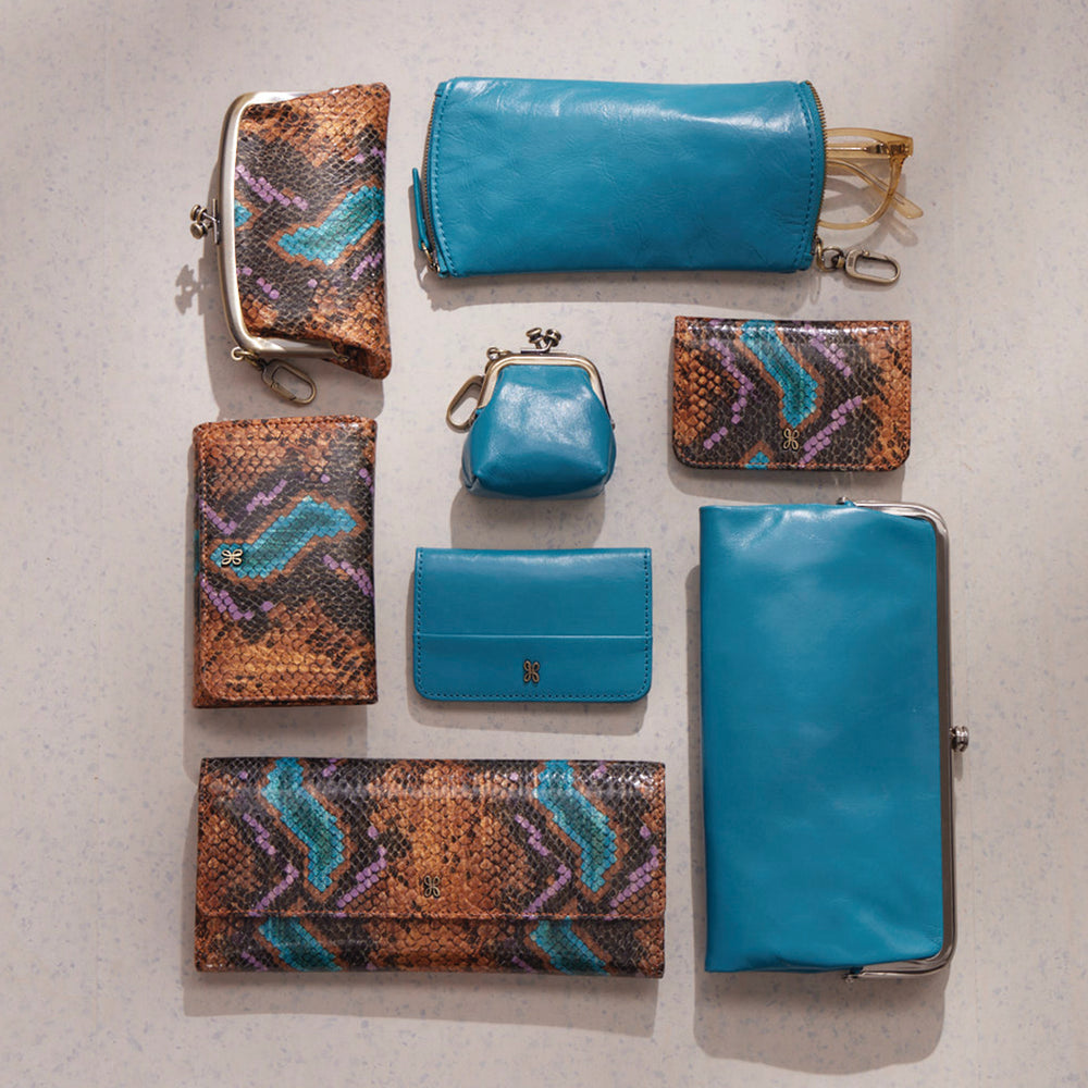 Jill Mini Card Case In Printed Leather - Vivid Snake Print