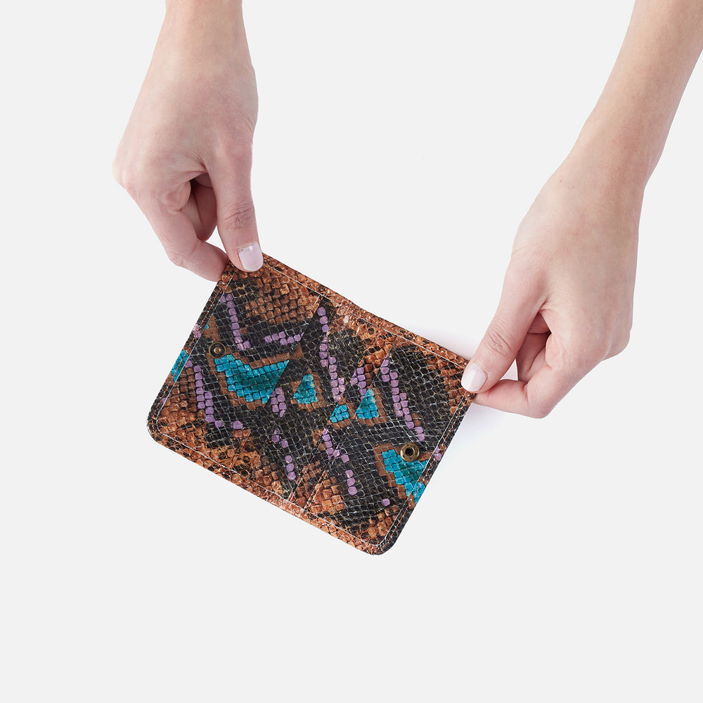 Jill Mini Card Case In Printed Leather - Vivid Snake Print