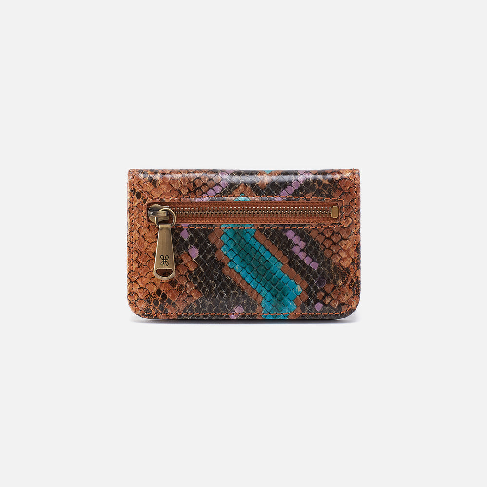 Jill Mini Card Case In Printed Leather - Vivid Snake Print