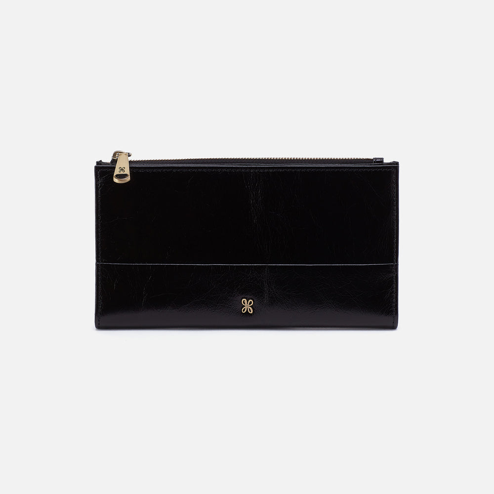 Jill Large Bifold Wallet In Polished Leather - Black