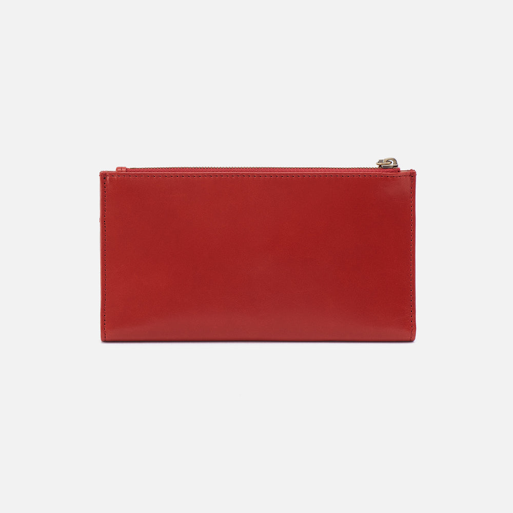 Jill Large Bifold Wallet In Polished Leather - Brick