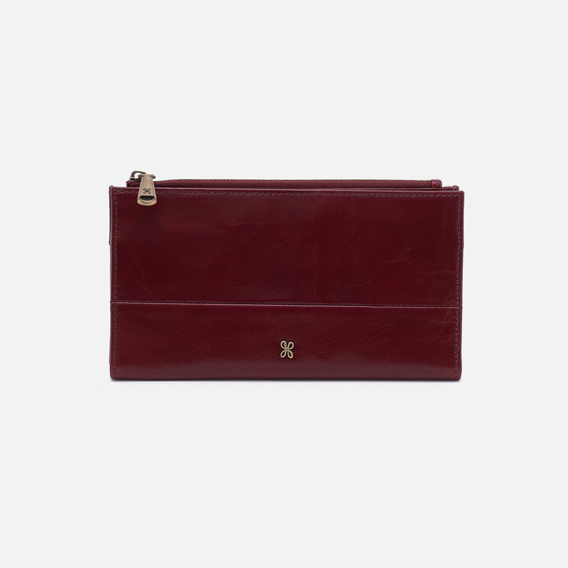 Jill Large Bifold Wallet In Polished Leather - Winterberry