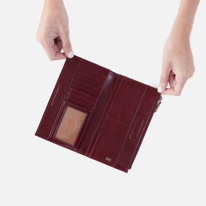 Jill Large Bifold Wallet In Polished Leather - Winterberry