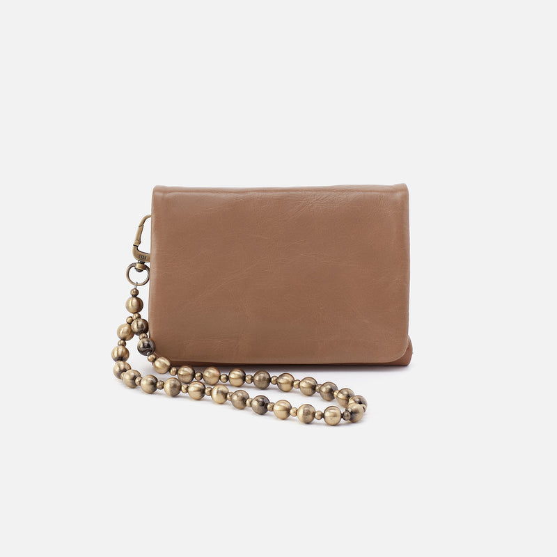 Ross Bead Wristlet In Polished Leather - Cashmere