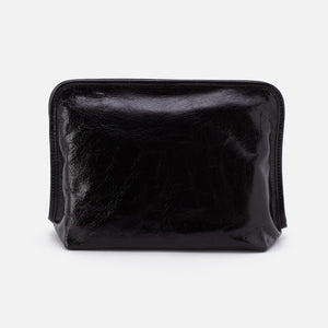 Beauty Large Cosmetic Pouch In Polished Leather - Black