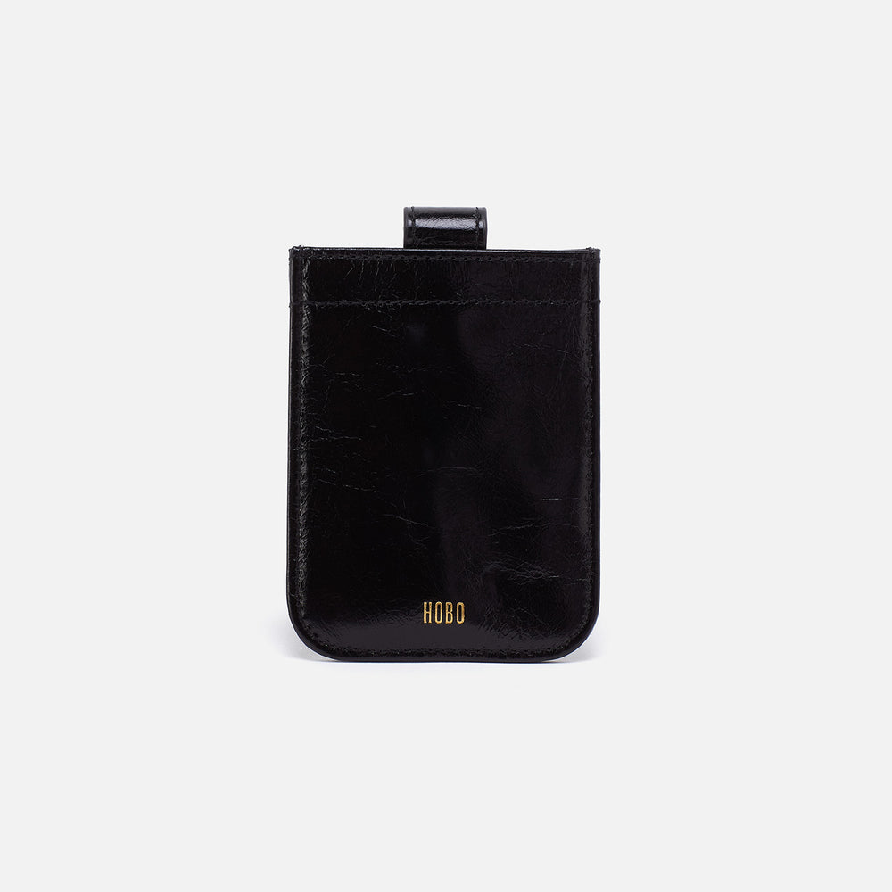 Dunn Card Case In Polished Leather - Black