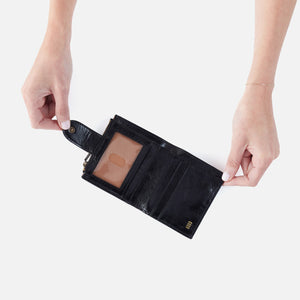 Dunn Mini Wallet In Polished Leather - Black