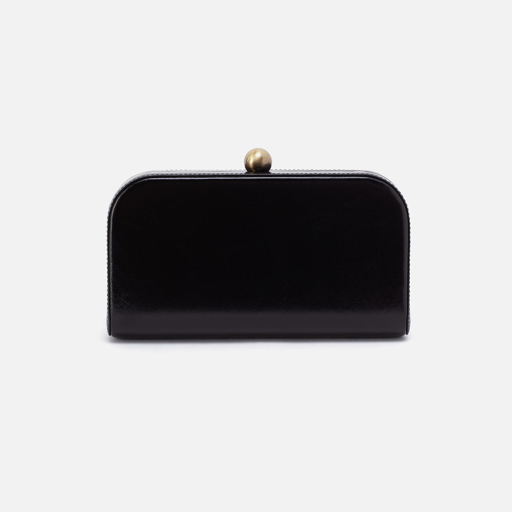 Lauren Minaudiere In Polished Leather - Black