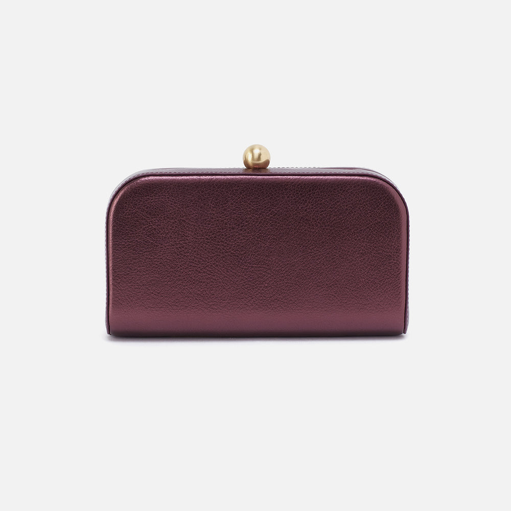 Lauren Minaudiere In Metallic Leather - Frosted Plum