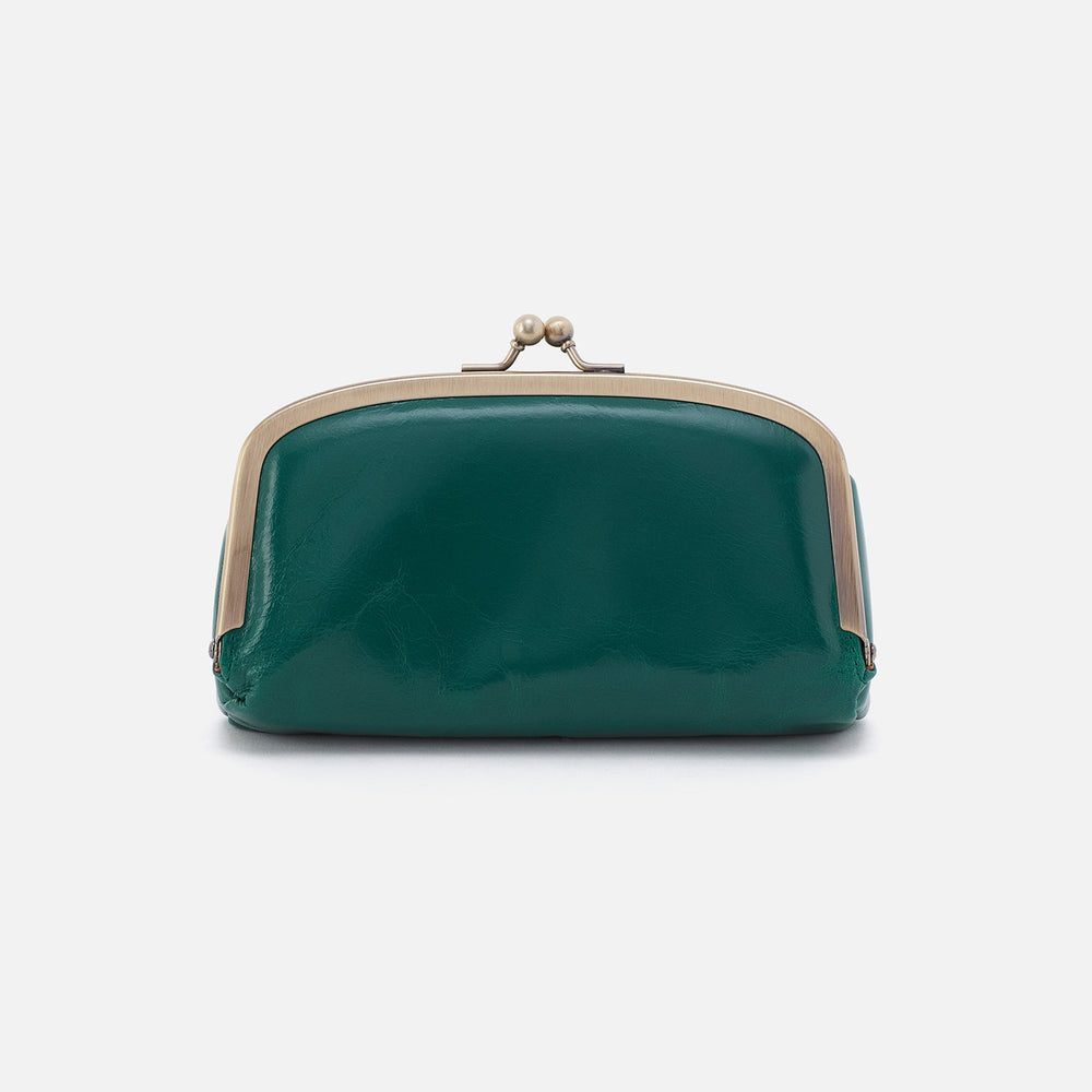 Save Face Frame Pouch In Polished Leather - Alpine Green