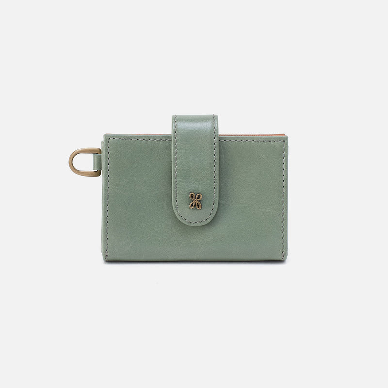 Jean Accordian Card Case In Polished Leather - Jade