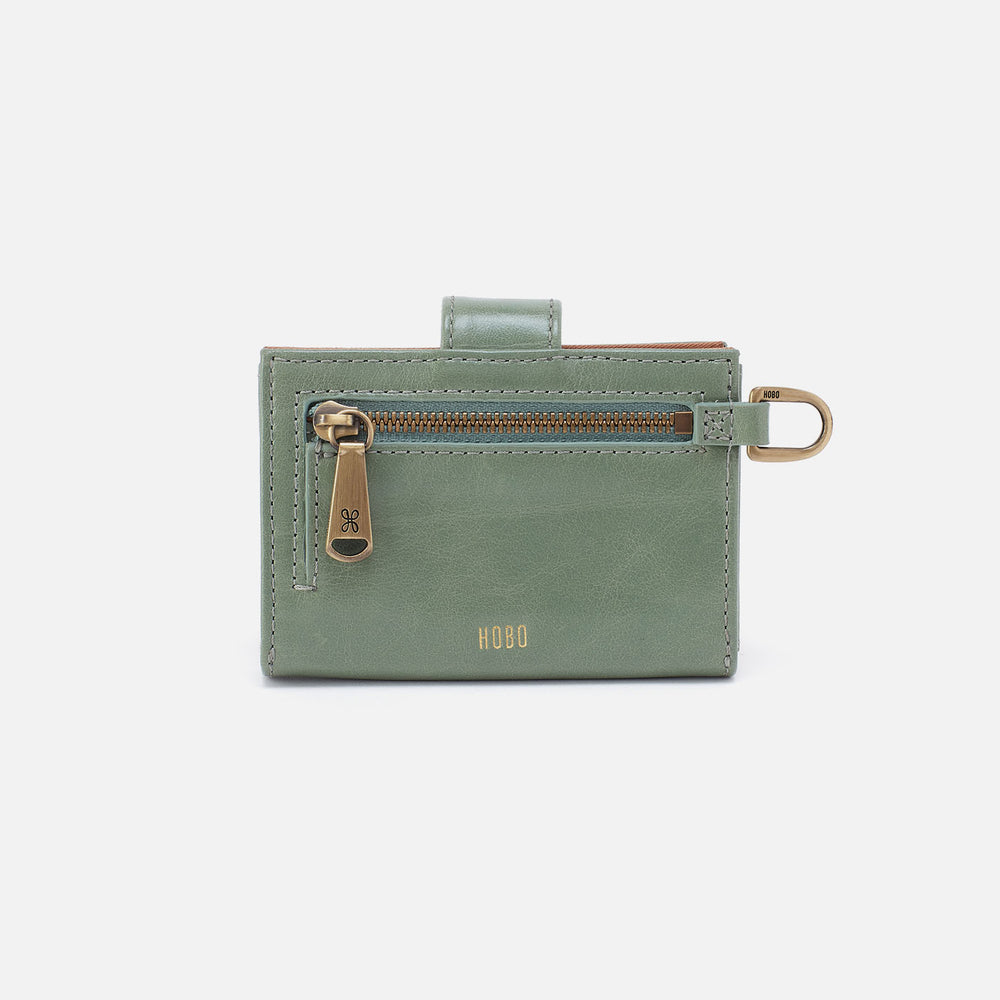 Jean Accordian Card Case In Polished Leather - Jade