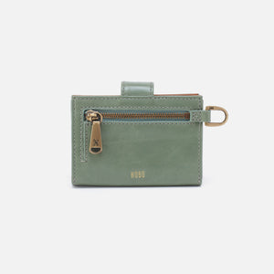 Jean Accordian Card Case In Polished Leather - Jade