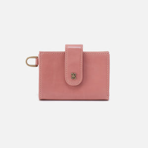 Jean Accordian Card Case In Polished Leather - Rose