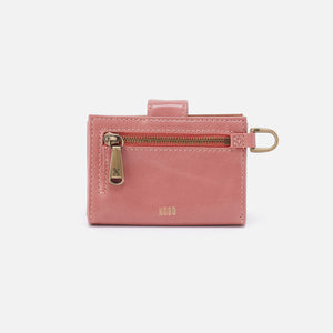 Jean Accordian Card Case In Polished Leather - Rose