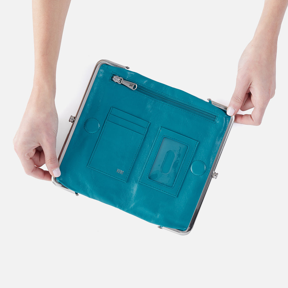 Lauren Clutch-Wallet In Polished Leather - Biscayne Blue