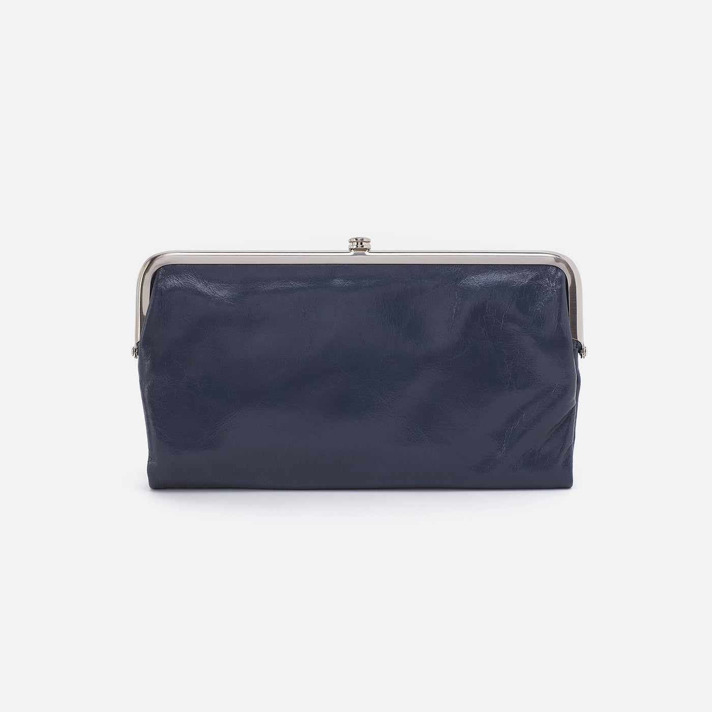 Lauren Clutch-Wallet In Polished Leather - Blue Stone