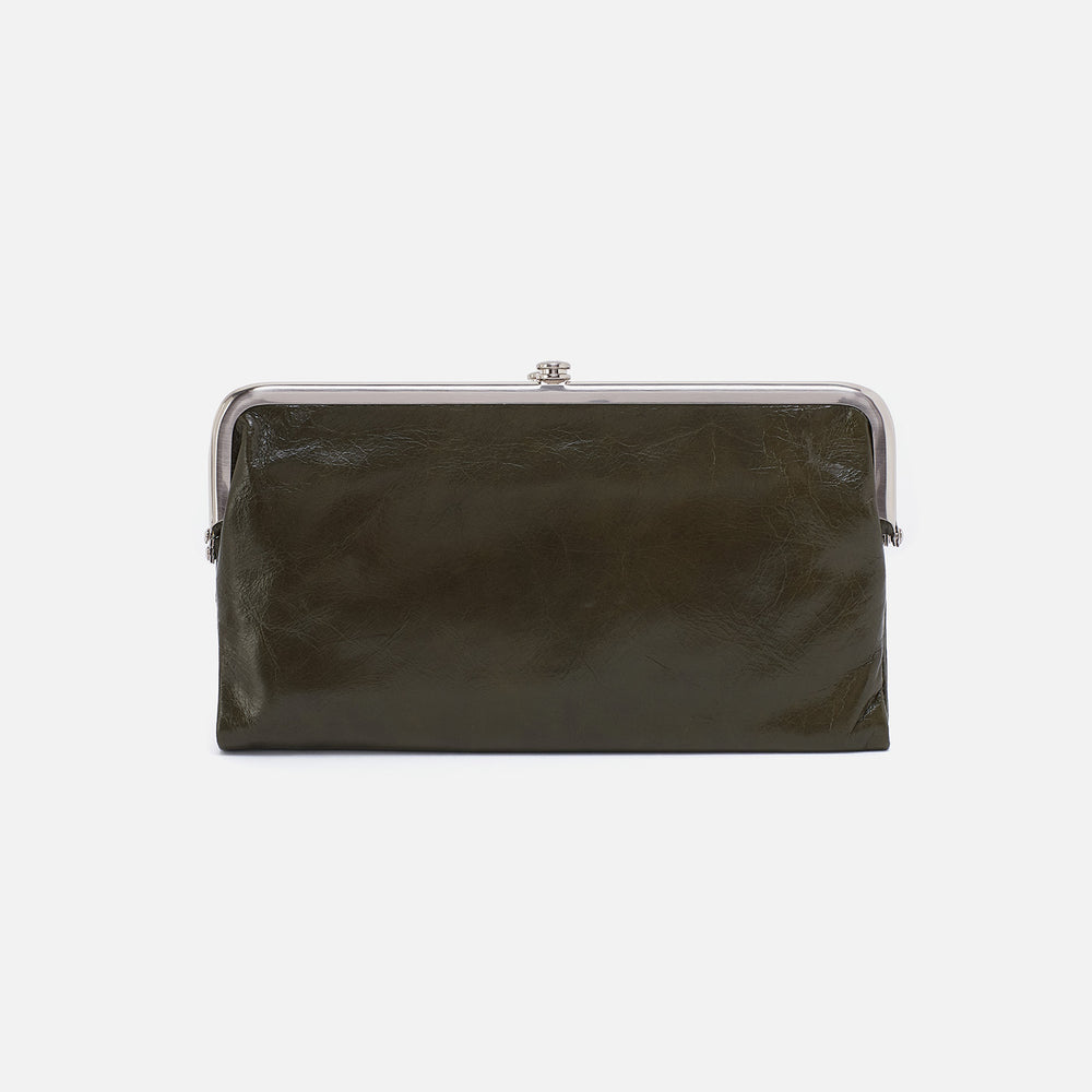 Lauren Clutch-Wallet In Polished Leather - Deep Moss