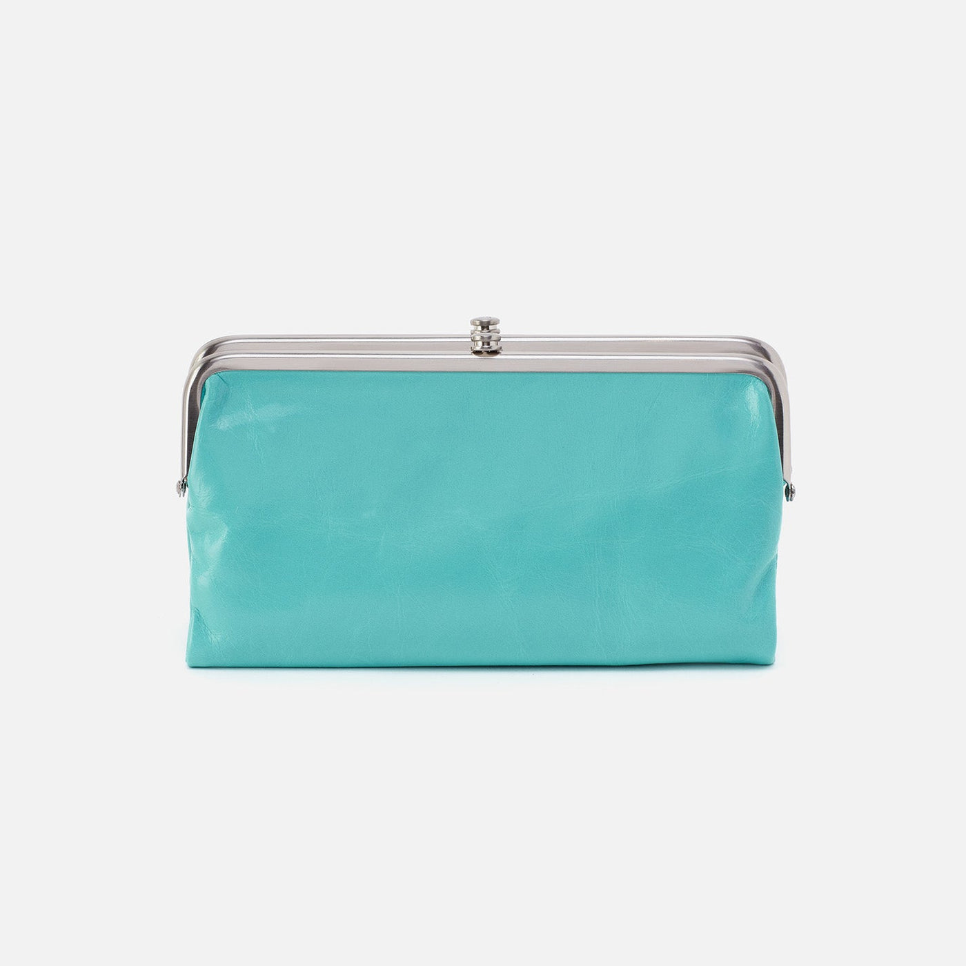 Lauren Clutch-Wallet in Polished Leather - Light Aqua – HOBO