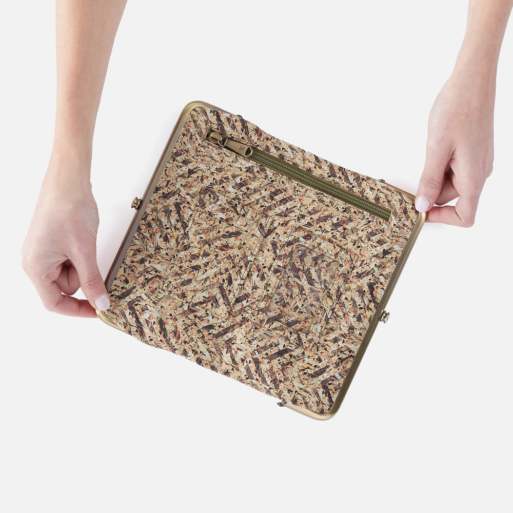 Lauren Clutch-Wallet In Printed Leather - Neutral Mosaic Print