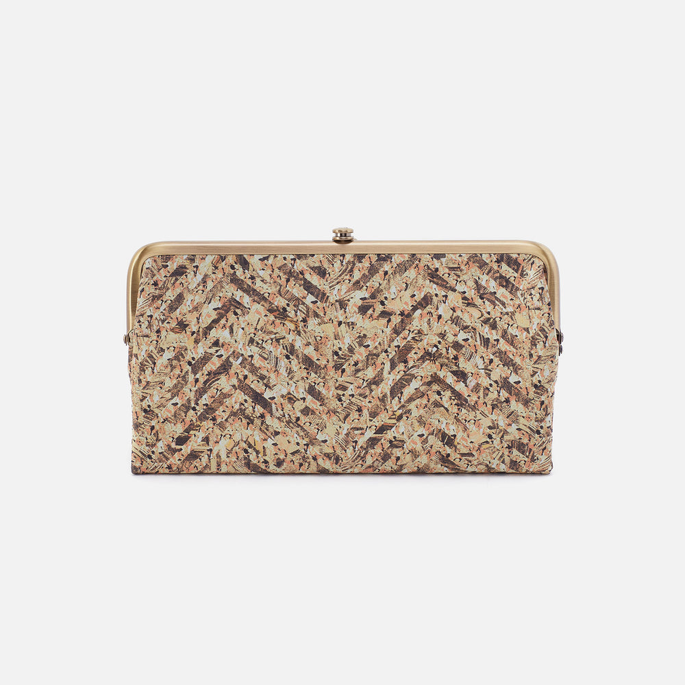 Lauren Clutch-Wallet In Printed Leather - Neutral Mosaic Print