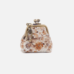 Run Frame Pouch In Printed Leather - Sepia Bloom