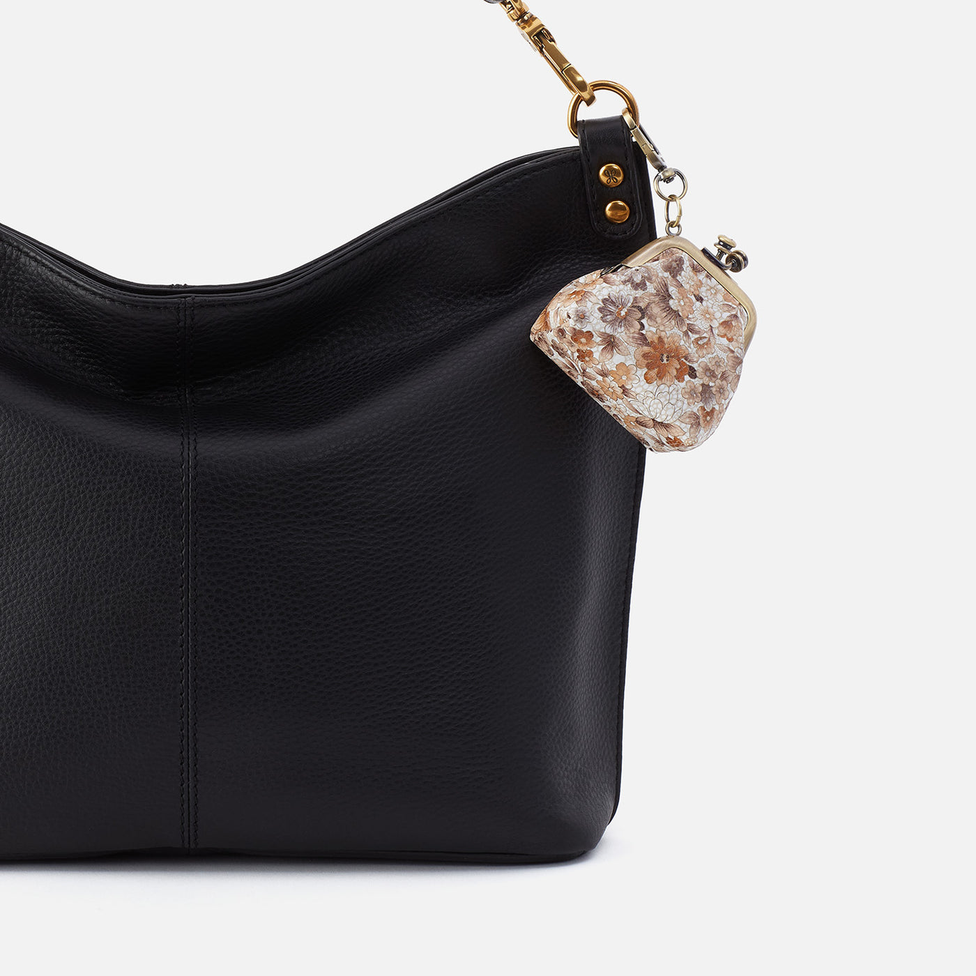 Run Frame Pouch In Printed Leather - Sepia Bloom